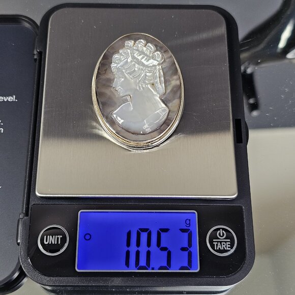 Antique Eaton & Co 925 Sterling Silver Mother Of Pearl Cameo Broach Hallmark - Picture 6 of 16